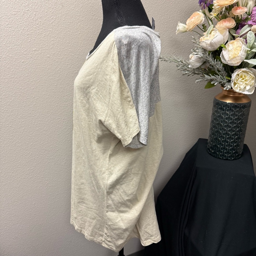 🌻 Hannah Yellow Floral Mixed Media Tee Top L – Soft Cotton Blend - Picture 2 of 7